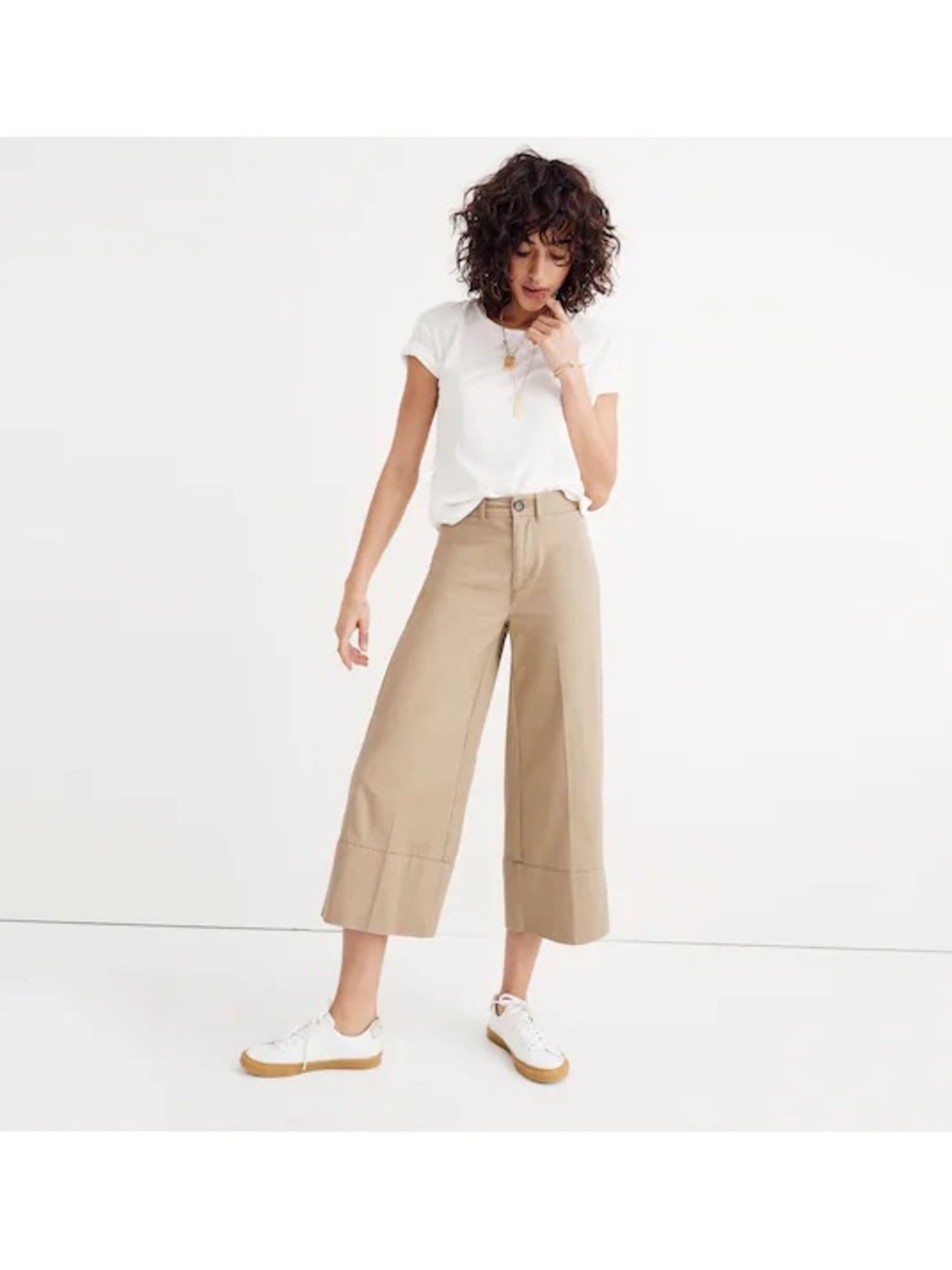 Madewell Langford Wide-Leg Crop Pants Light Latte Khaki 29
